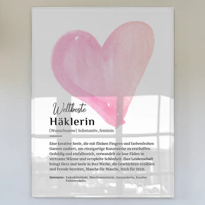 Acrylglas Bild Poster Häklerin Häkeln mit Namen Geschenk