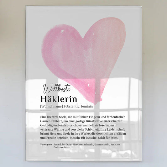 Acrylglas Bild Poster Häklerin Häkeln mit Namen Geschenk