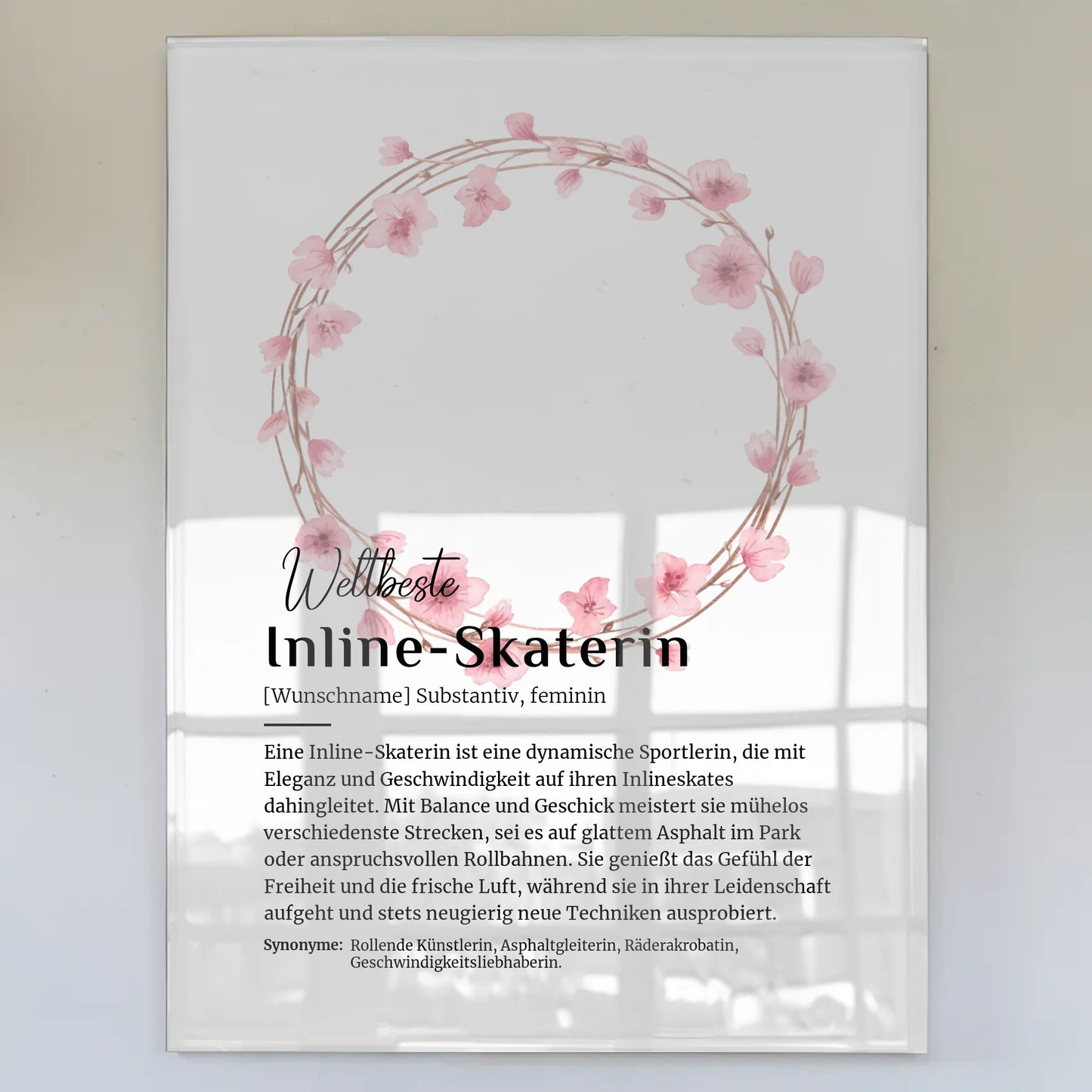Acrylglas Bild Poster Inline-Skaterin mit Namen Geschenk