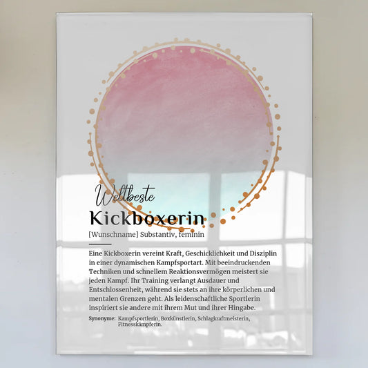 Acrylglas Bild Poster Kickboxerin mit Namen Geschenkidee