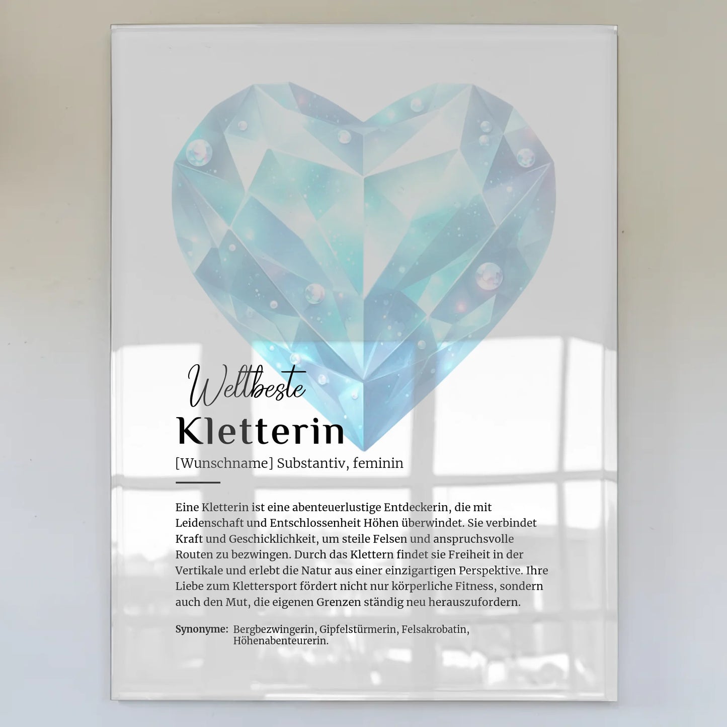 Acrylglas Bild Poster Kletterin mit Namen Geschenk