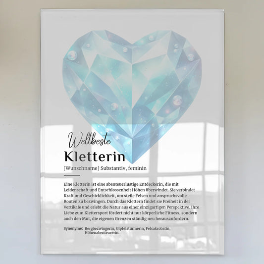 Acrylglas Bild Poster Kletterin mit Namen Geschenk