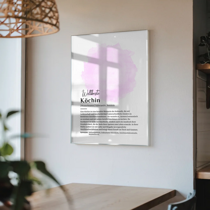Acrylglas Bild Poster Definition Köchin mit Namen Geschenk