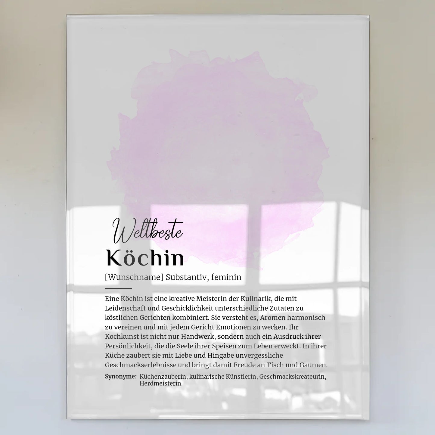 Acrylglas Bild Poster Definition Köchin mit Namen Geschenk