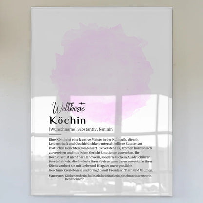 Acrylglas Bild Poster Definition Köchin mit Namen Geschenk