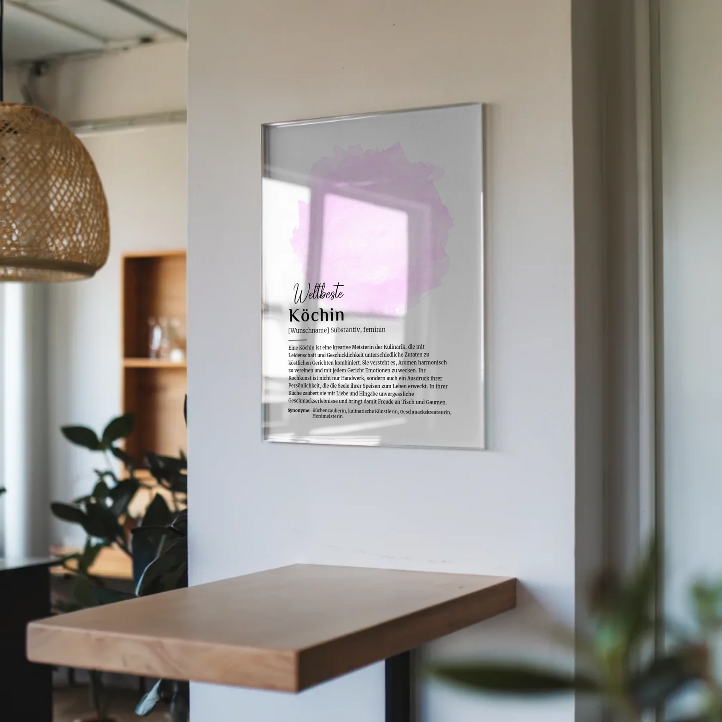 Acrylglas Bild Poster Definition Köchin mit Namen Geschenk
