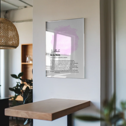 Acrylglas Bild Poster Definition Köchin mit Namen Geschenk