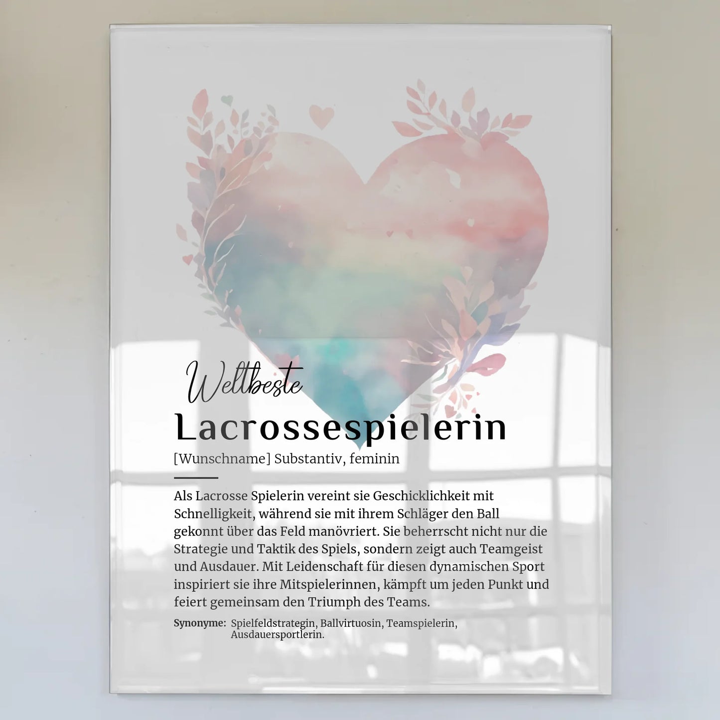 Acrylglas Bild Poster Definition Lacrossespielerin Geschenk