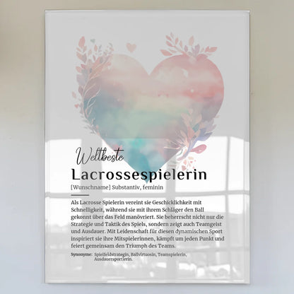 Acrylglas Bild Poster Definition Lacrossespielerin Geschenk