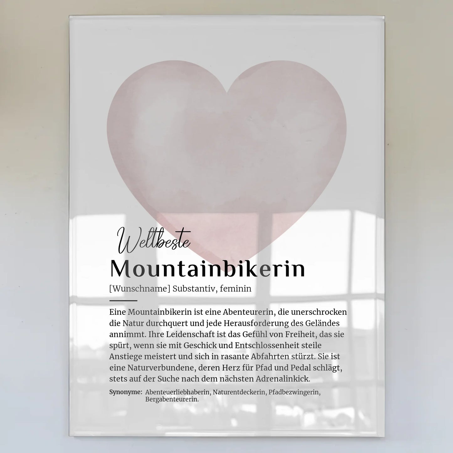 Acrylglas Bild Poster Mountainbikerin mit Namen Geschenk