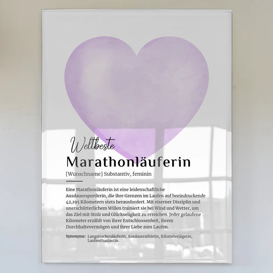 Acrylglas Bild Poster Marathonläuferin mit Namen Geschenkidee