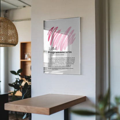 Acrylglas Bild Poster Programmiererin mit Namen Geschenk