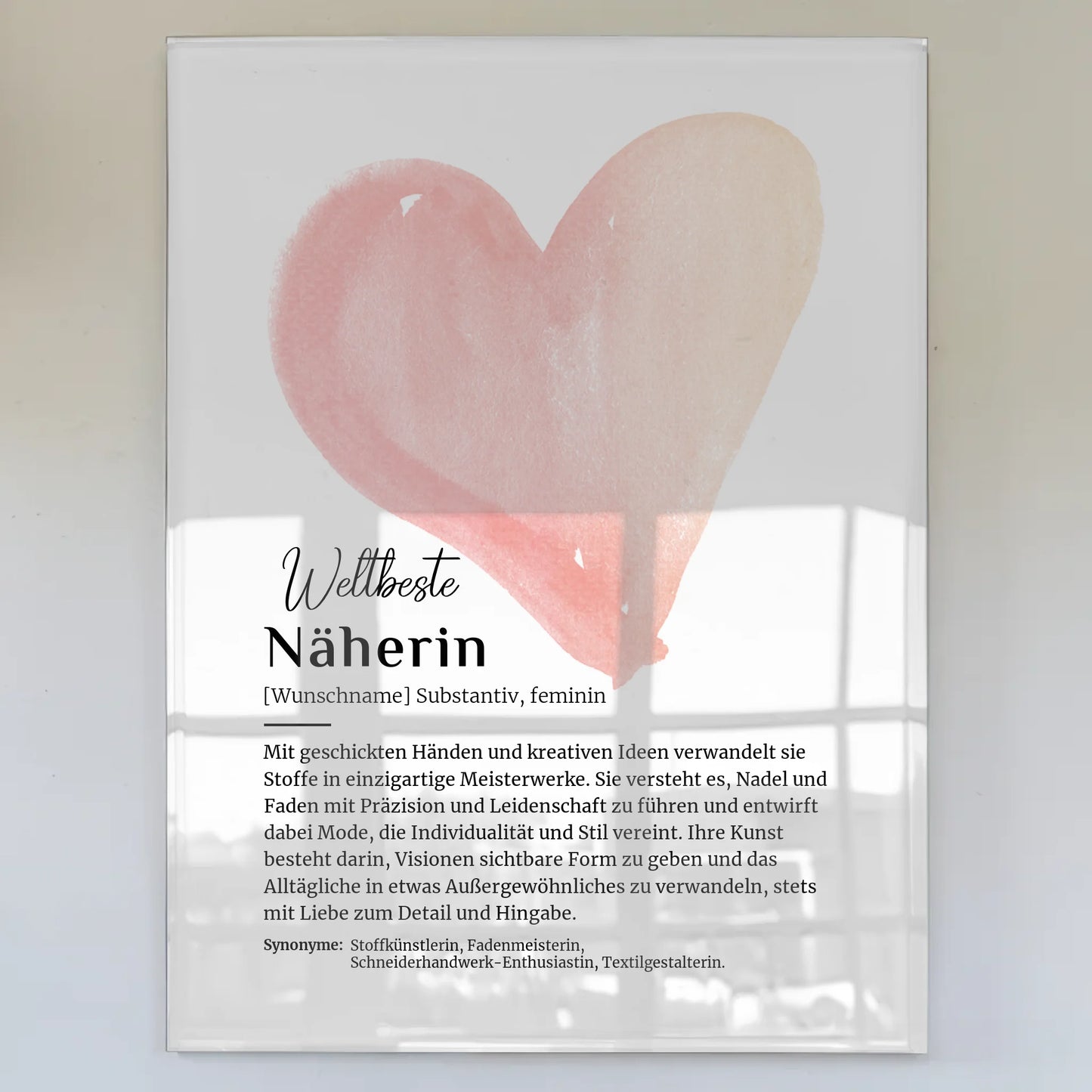 Acrylglas Bild Näherin Nähen mit Namen Geschenkidee