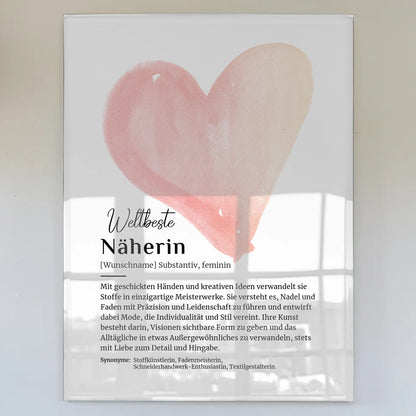 Acrylglas Bild Näherin Nähen mit Namen Geschenkidee