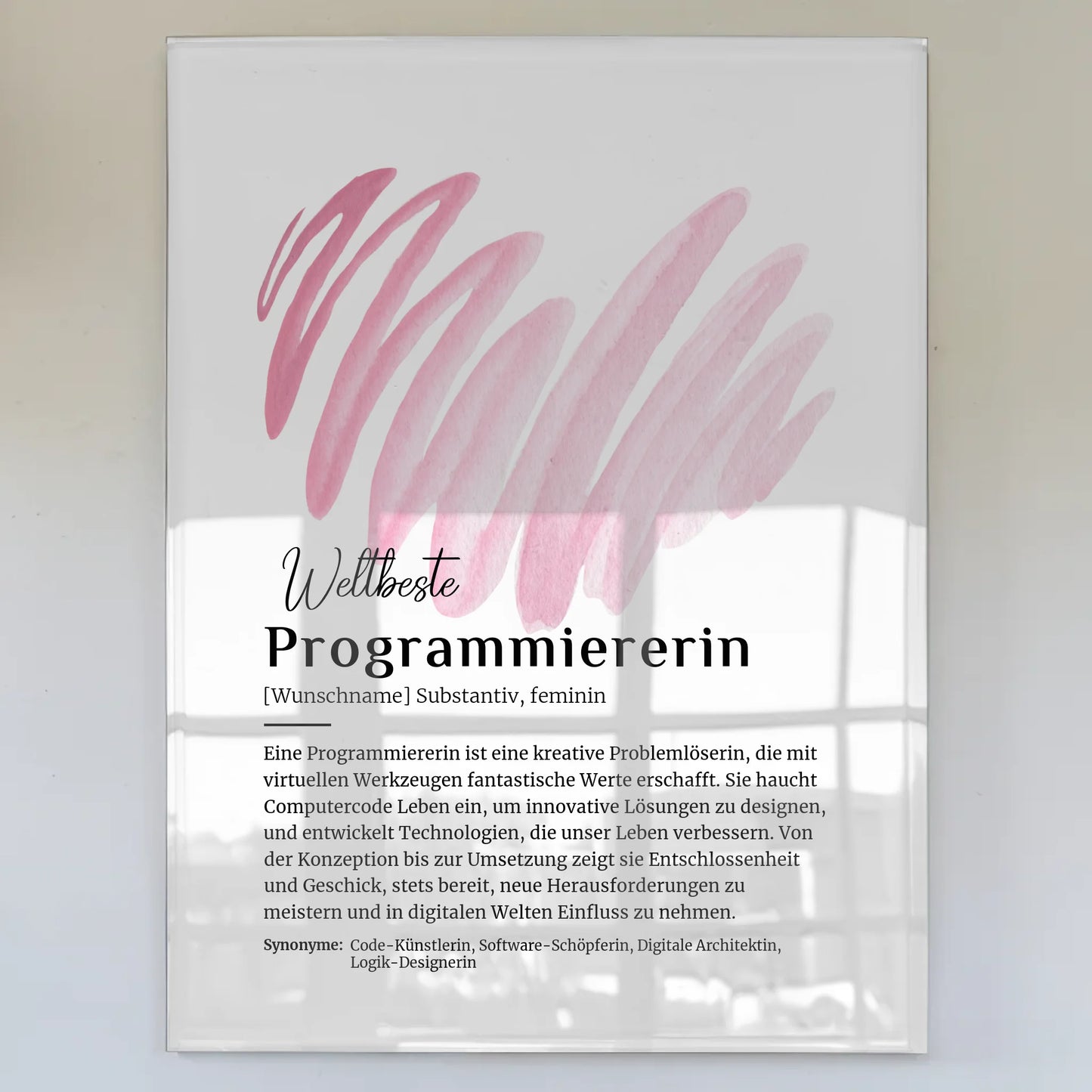 Acrylglas Bild Poster Programmiererin mit Namen Geschenk