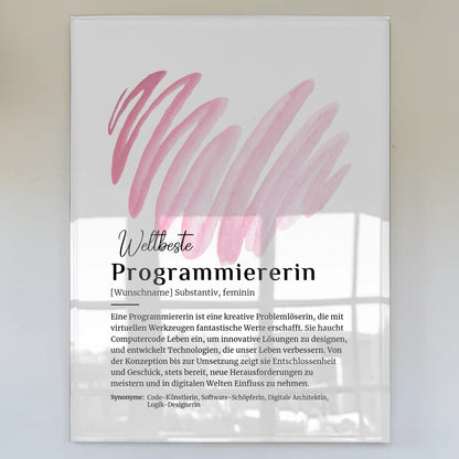 Acrylglas Bild Poster Programmiererin mit Namen Geschenk