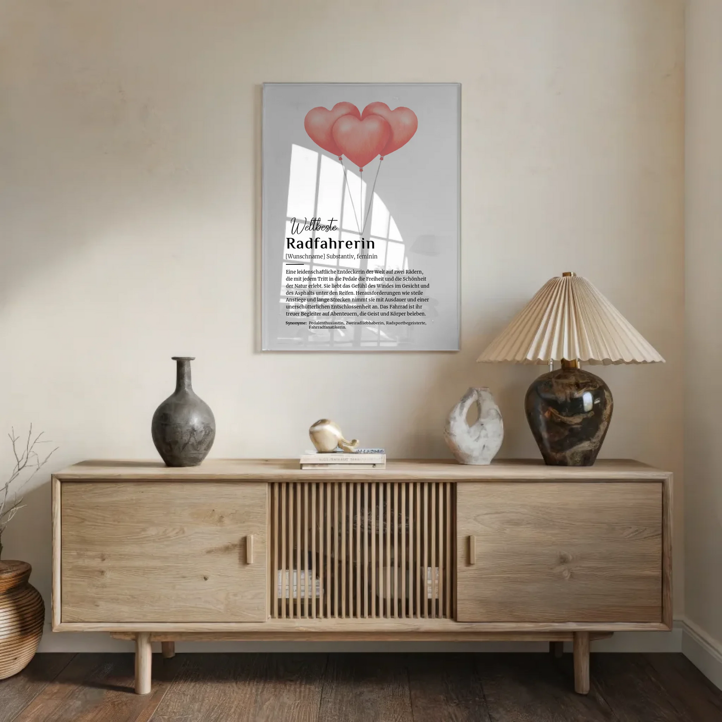 Acrylglas Bild Poster Radfahrerin mit Namen Geschenkidee