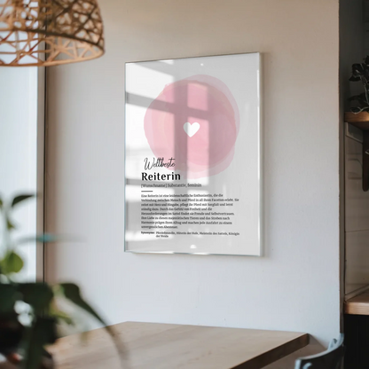 Acrylglas Bild Poster Reiterin mit Namen Geschenk