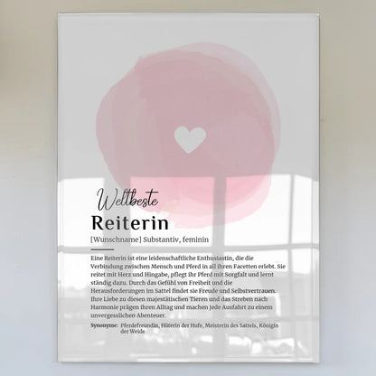 Acrylglas Bild Poster Reiterin mit Namen Geschenk