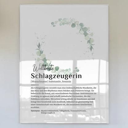 Acrylglas Bild Poster Schlagzeugerin mit Namen Geschenk