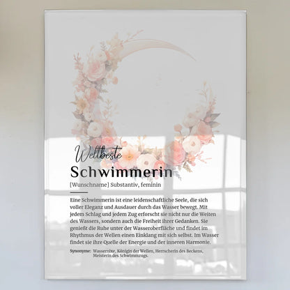 Acrylglas Bild Poster Schwimmerin mit Namen Geschenkidee