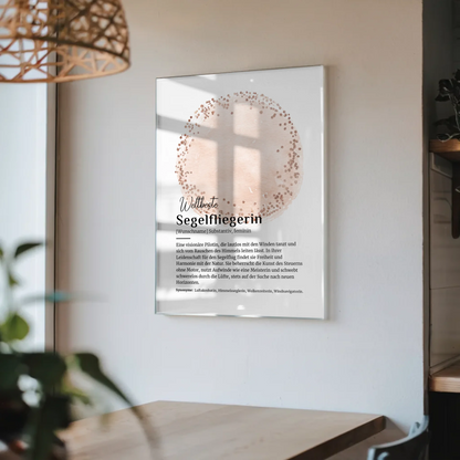 Acrylglas Bild Poster Segelfliegerin mit Namen Geschenk