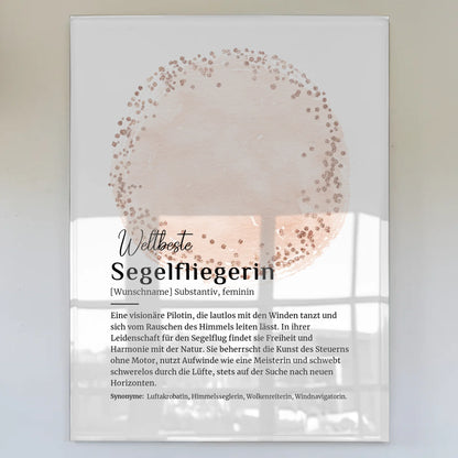 Acrylglas Bild Poster Segelfliegerin mit Namen Geschenk
