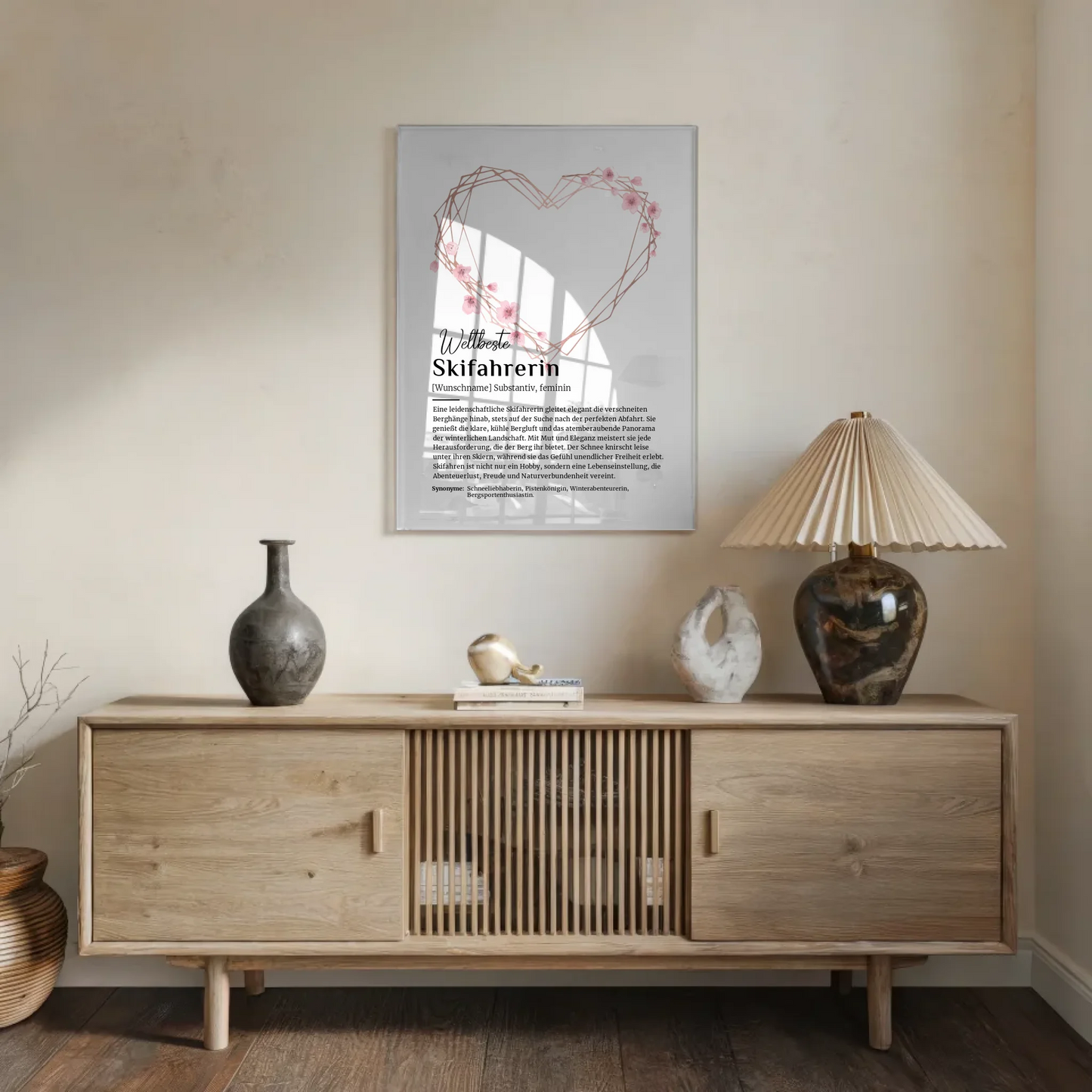 Acrylglas Bild Poster Skifahrerin mit Namen Geschenk