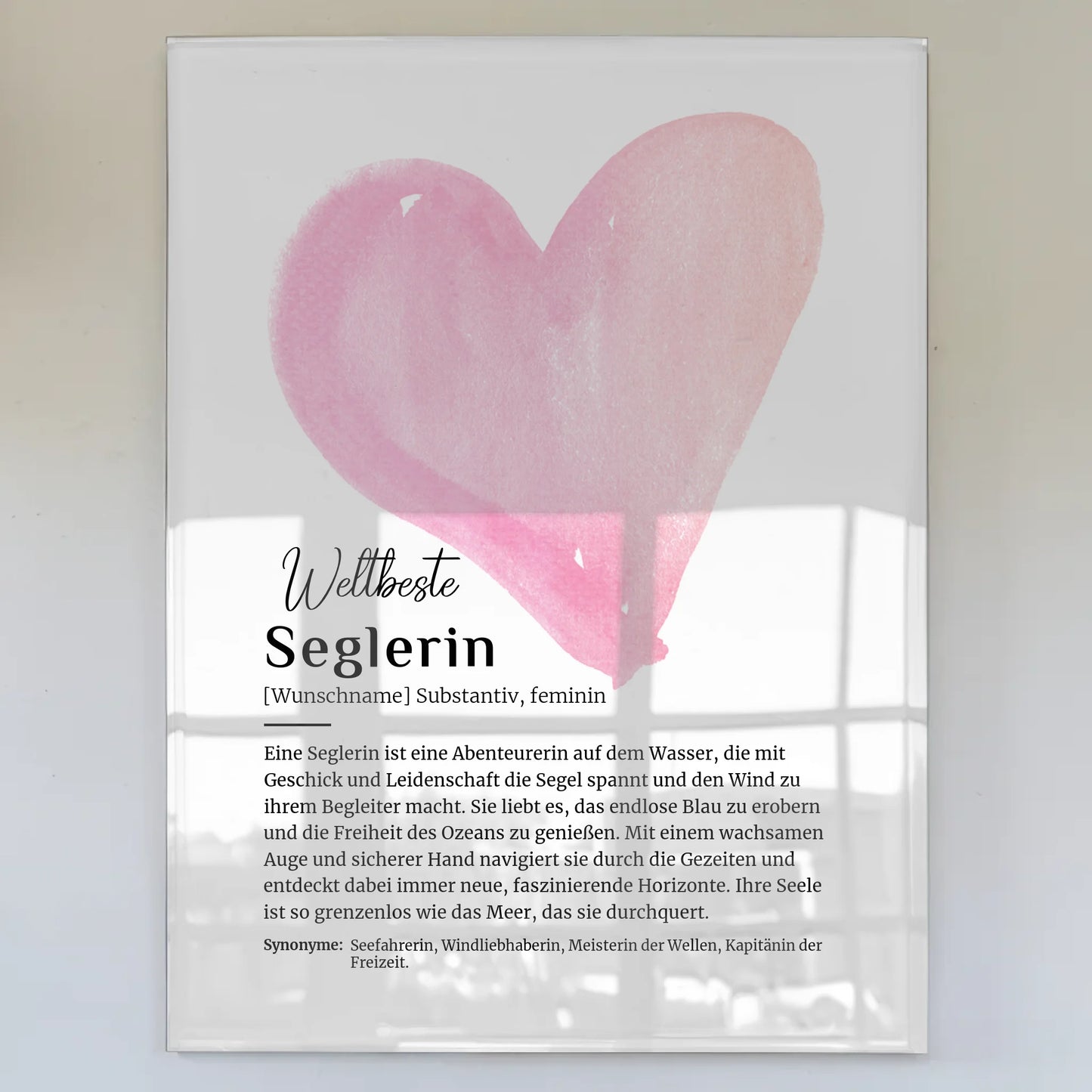 Acrylglas Bild Poster Seglerin Segeln mit Namen Geschenk