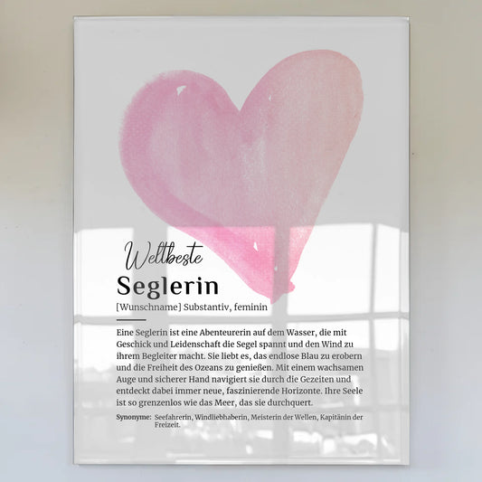 Acrylglas Bild Poster Seglerin Segeln mit Namen Geschenk