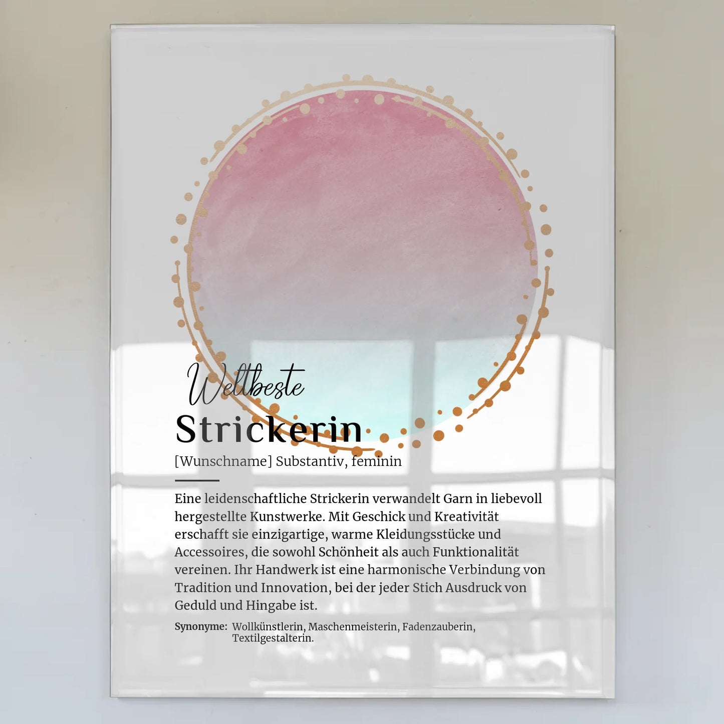 Acrylglas Bild Poster Strickerin mit Namen Geschenk