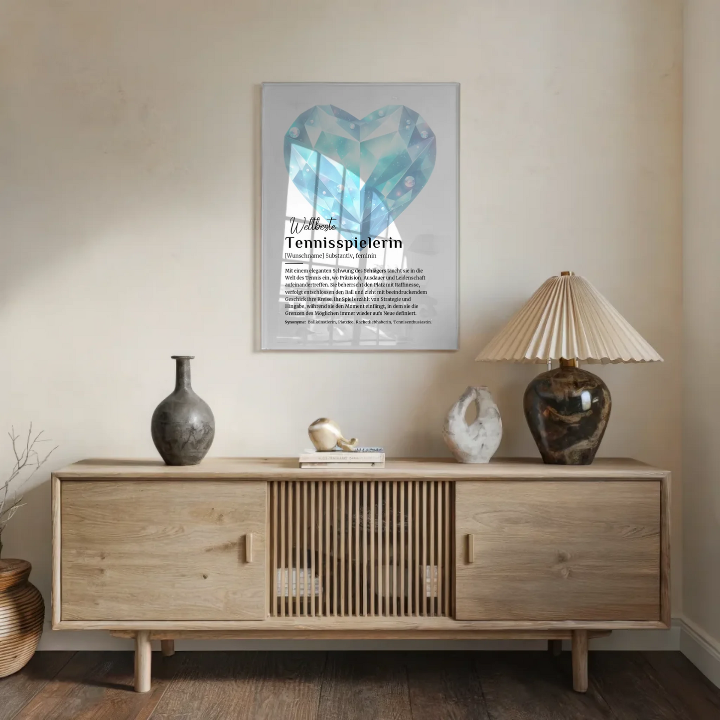 Acrylglas Bild Poster Tennisspielerin mit Namen Geschenk