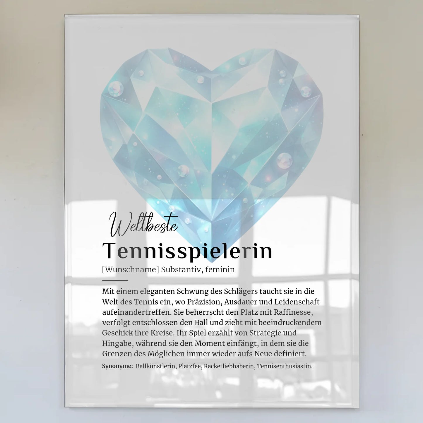 Acrylglas Bild Poster Tennisspielerin mit Namen Geschenk