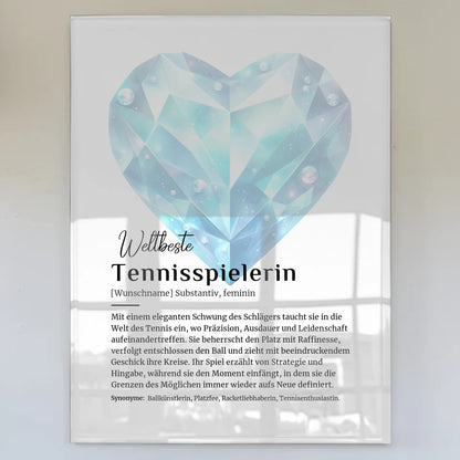 Acrylglas Bild Poster Tennisspielerin mit Namen Geschenk