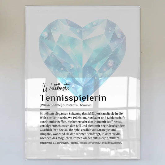Acrylglas Bild Poster Tennisspielerin mit Namen Geschenk
