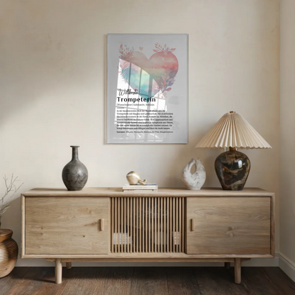 Acrylglas Bild Poster Trompeterin mit Namen Geschenkidee