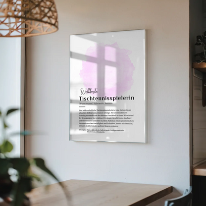 Acrylglas Bild Poster Tischtennis mit Namen Geschenk