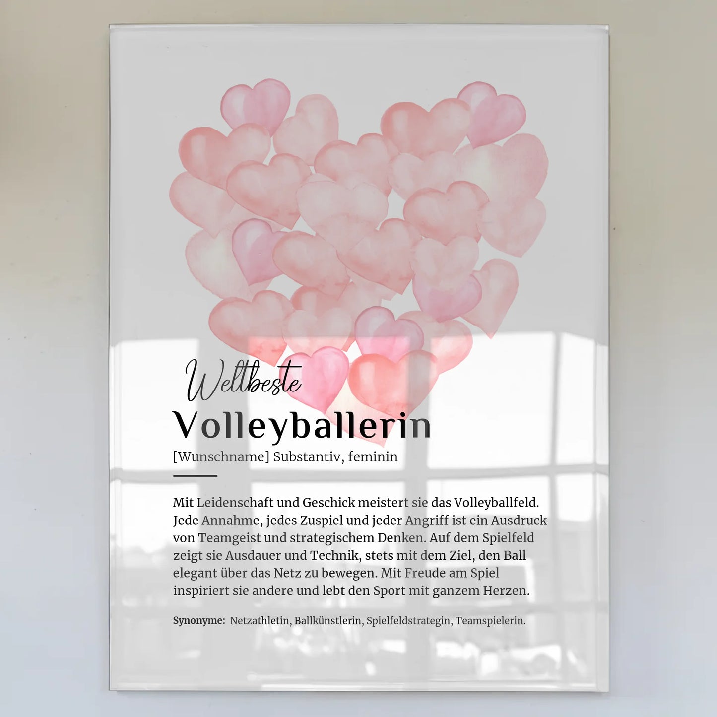 Acrylglas Bild Poster Volleyballerin mit Namen Geschenk