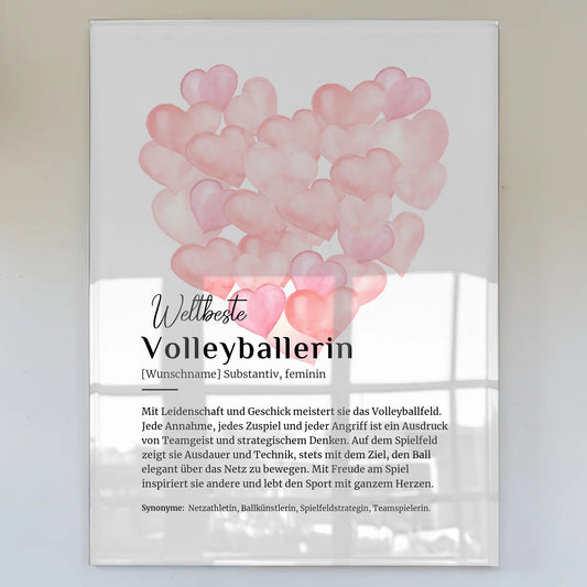 Acrylglas Bild Poster Volleyballerin mit Namen Geschenk