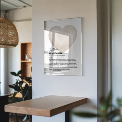 Acrylglas Bild Poster Definition Wanderin mit Namen Geschenkidee