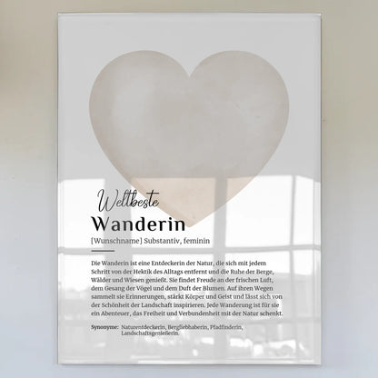 Acrylglas Bild Poster Definition Wanderin mit Namen Geschenkidee