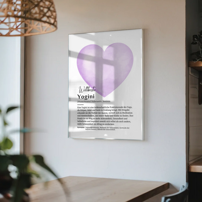 Acrylglas Bild Poster Yogini Yoga mit Namen Geschenk
