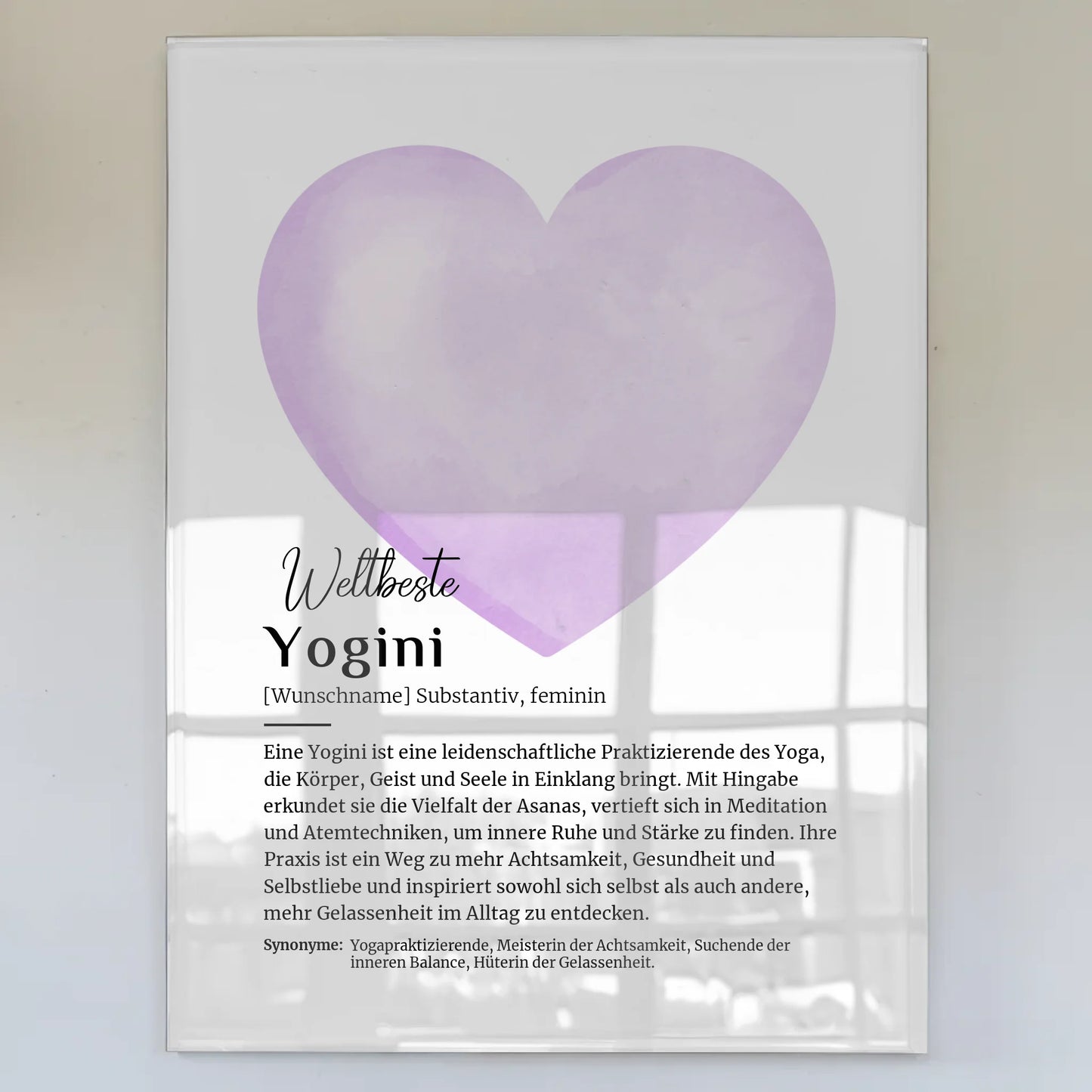 Acrylglas Bild Poster Yogini Yoga mit Namen Geschenk