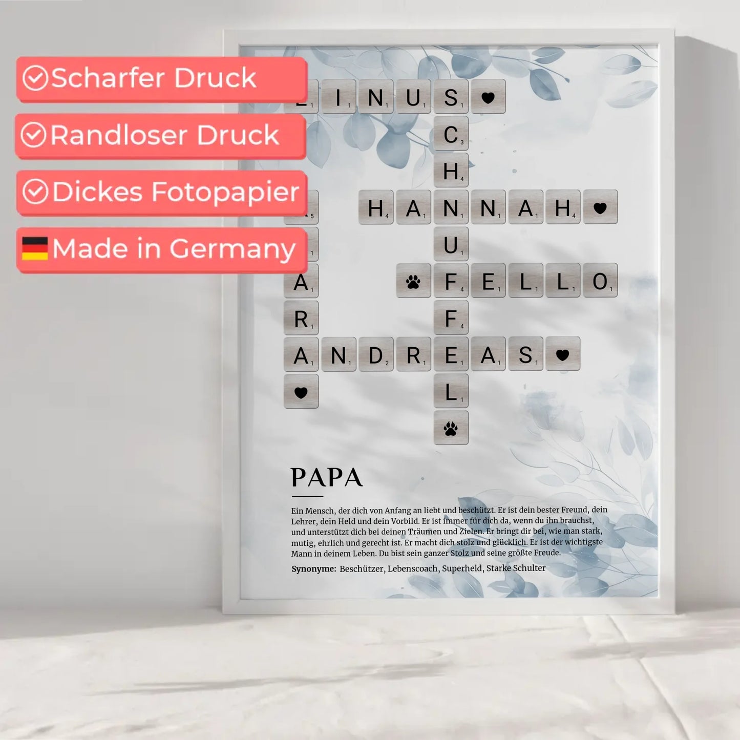Papa Definition Bild Poster Kreuzworträtsel als Geschenk