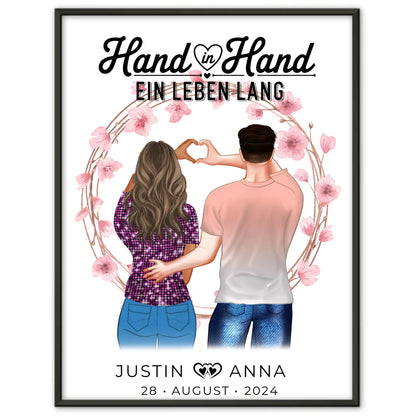 Personalisiertes Poster Paare Hand In Hand Ein Leben Lang Verliebte