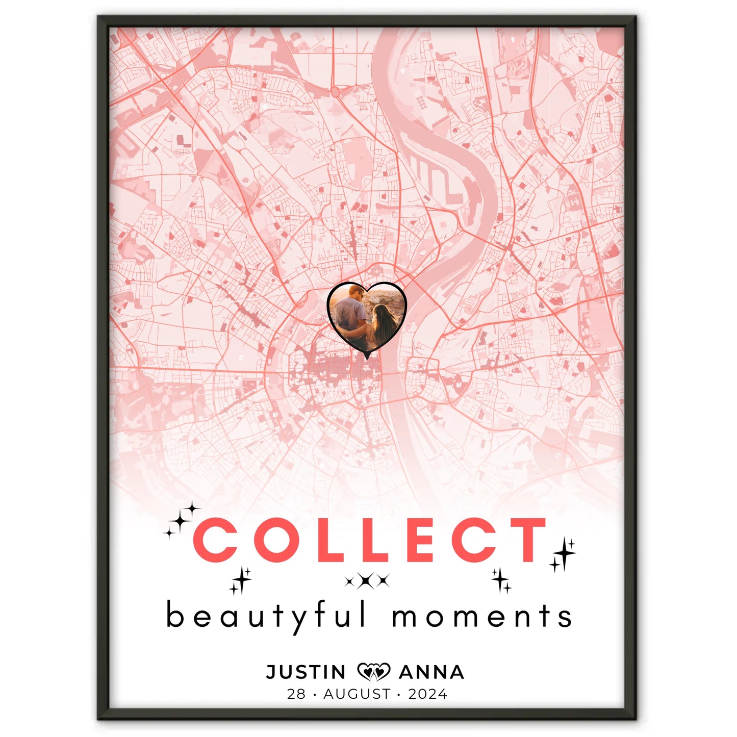 Stadtkarten Poster für Paare Roserot Wo Alles Begann