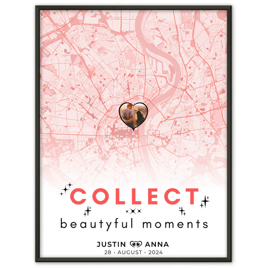 Stadtkarten Poster für Paare Roserot Wo Alles Begann
