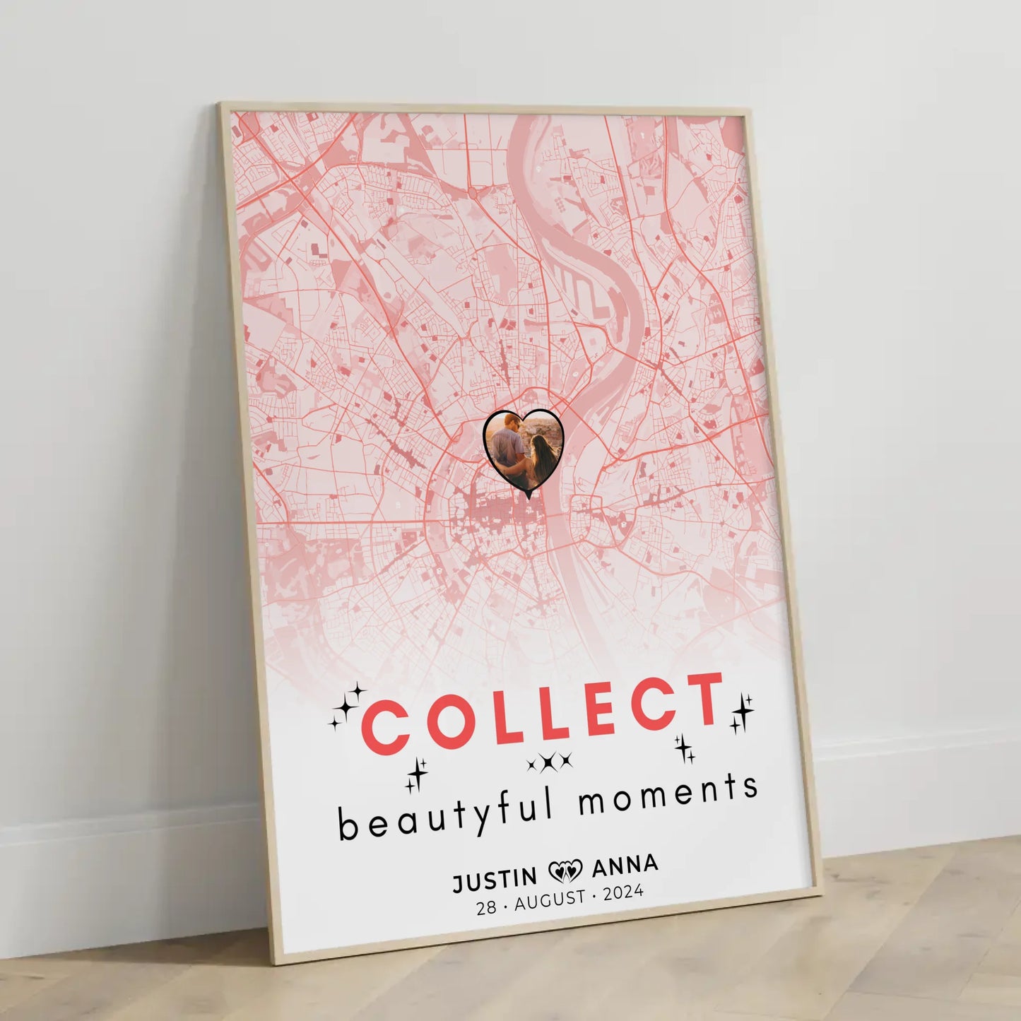 Stadtkarten Poster für Paare Roserot Wo Alles Begann