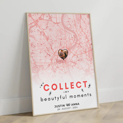 Stadtkarten Poster für Paare Roserot Wo Alles Begann