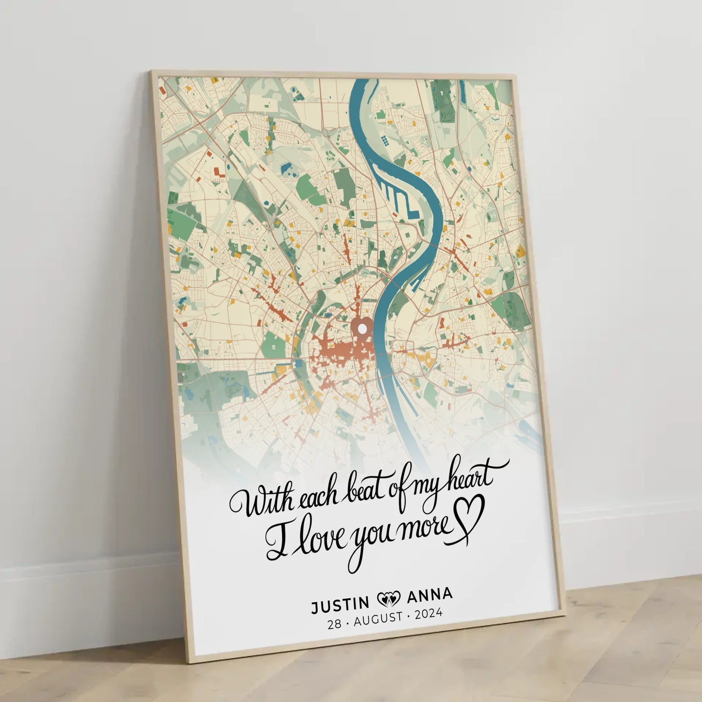 Personalisiertes Stadtkarten Poster Paare With Each Beat Of My Heart I Love You More Retro Wo Alles Begann